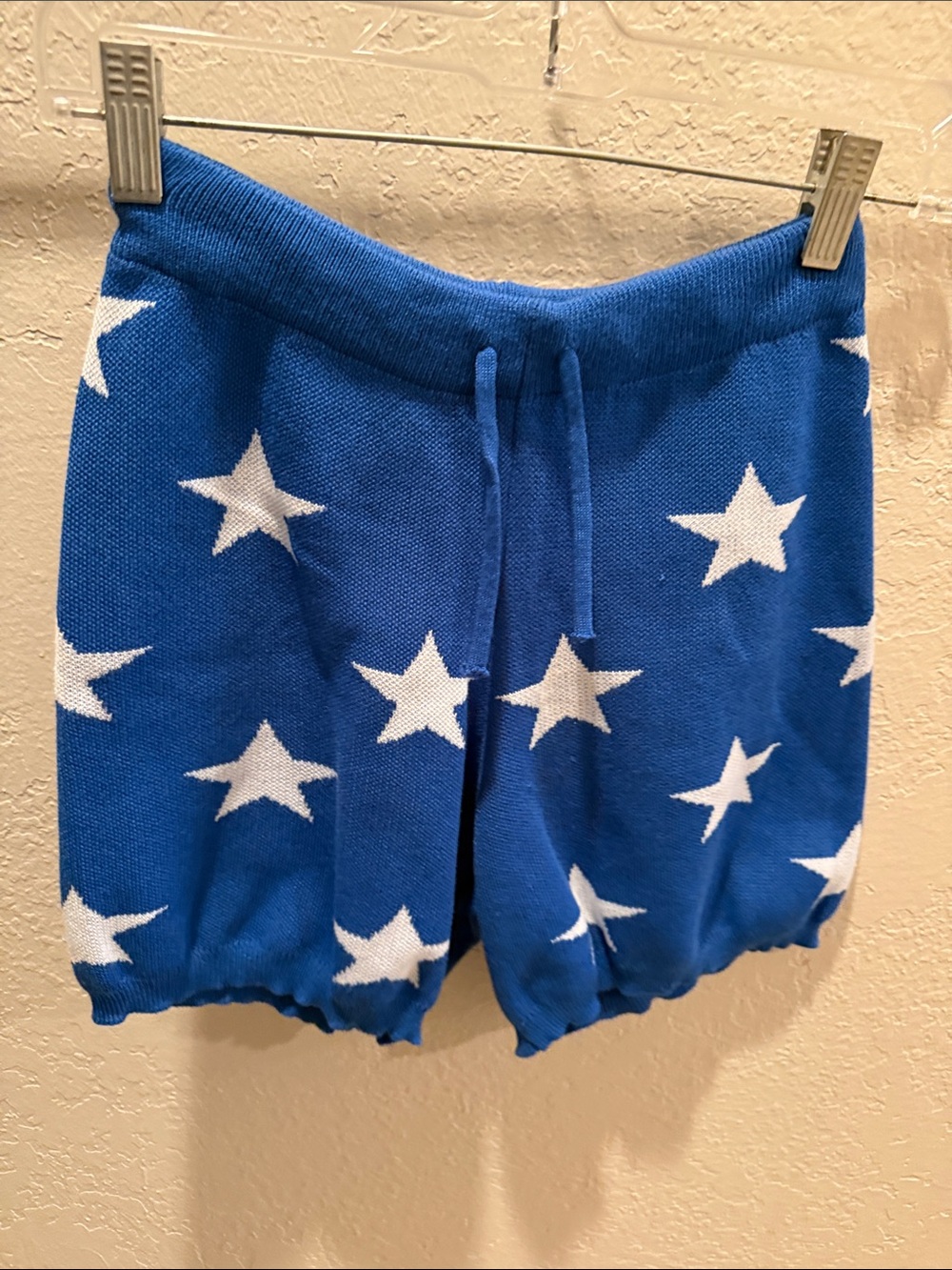 Judith March Royal Blue Knit Star Shorts with Drawstring